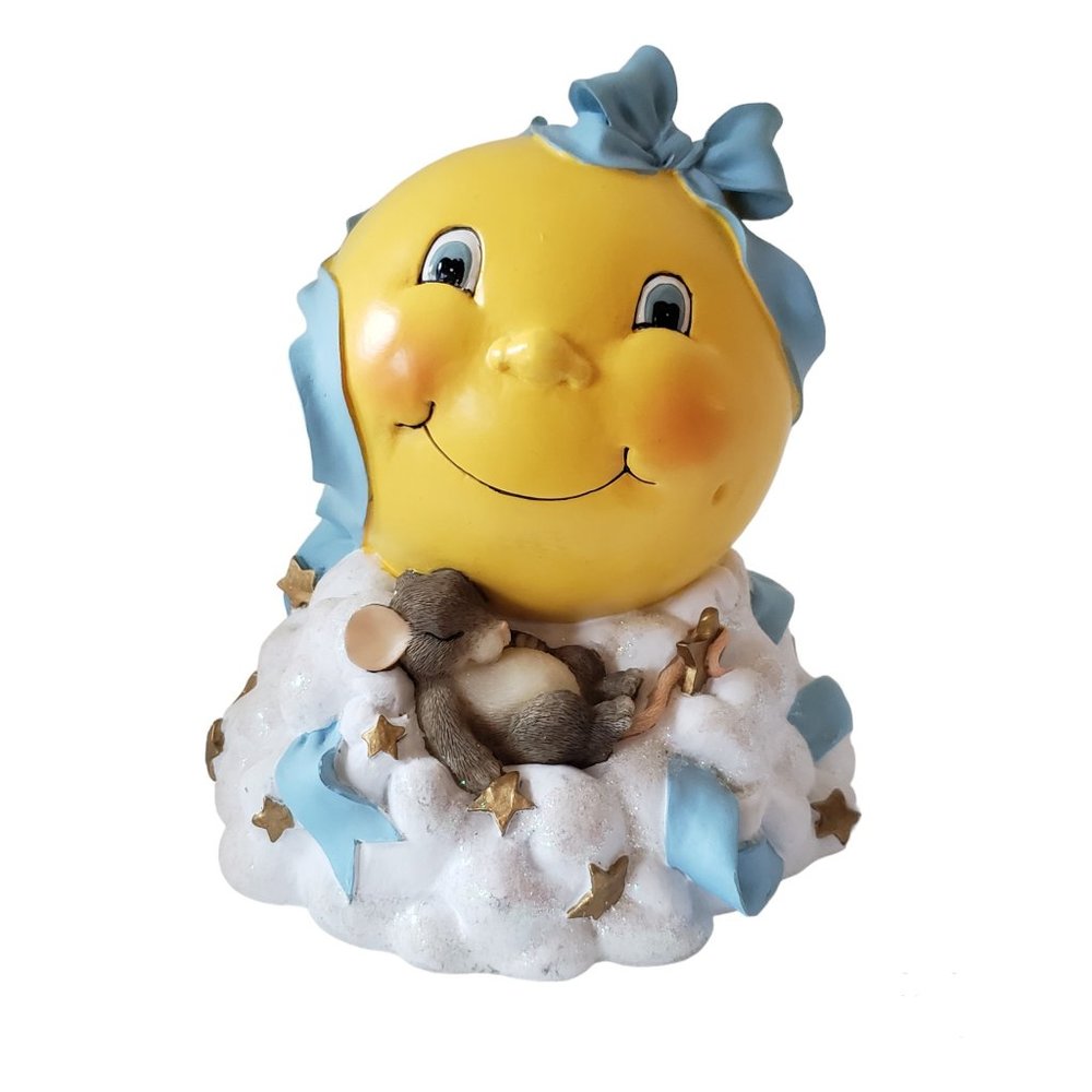 Moon & Stars Child Bank Blue Ribbon Fitz and Floyd Charming Tails Sleeping Mouse